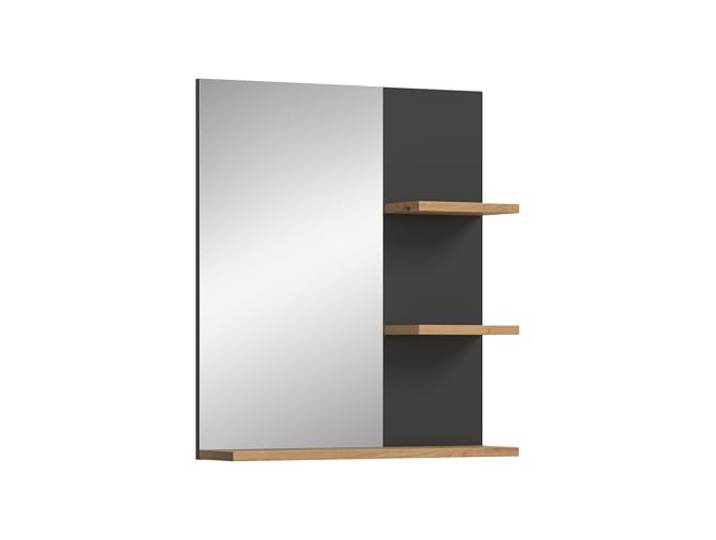 xonox.home - Spiegel Canu 63x73x16 cm in Basalt grau und Artisan - Badmöbel Badset Badezimmerkombination - stabile Konstruktion zeitloses Design pflegeleichte Oberfläche