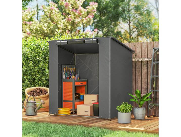 Outsunny Abri Garage 1,9x1,2m Imperméable Gris Foncé