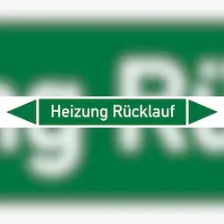 Rohrleitungskennzeichen Heizung Rücklauf - 270x37 mm Folie selbstklebend