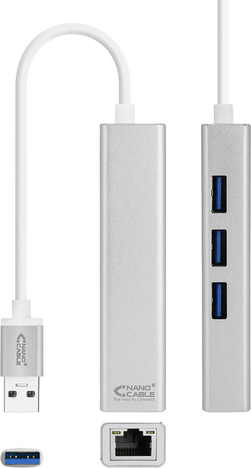 Nanocable USB 3.0 naar Gigabit Ethernet adapter 10.03.0403, zilverkleurig