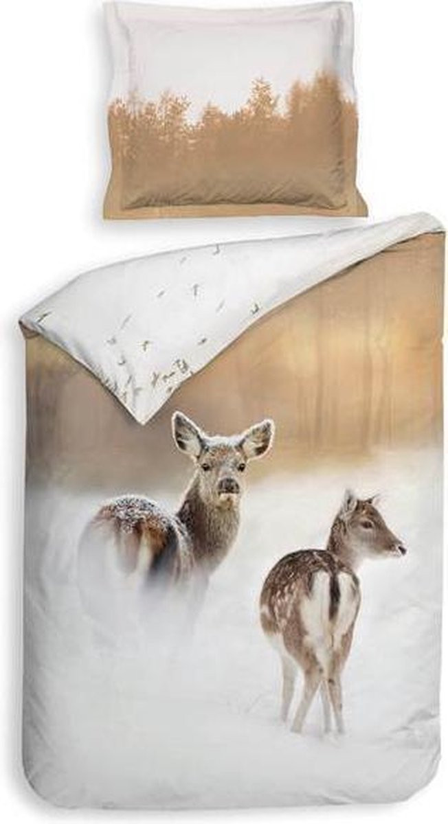 Heckett & Lane Mayer Dekbedovertrek Eenpersoons Sunset Beige 140 x 220 cm