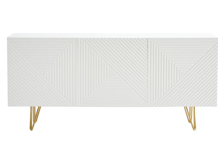 Buffet design blanc et métal doré 3 portes L160 cm OZEN