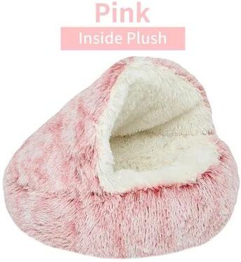 Pet Hub Plush Round Pet Bed: Cozy Nest For Cats & Small Dogs Pink Inside Plush 50x50cm