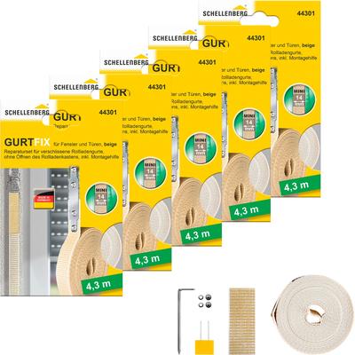 Reparatur-Set SCHELLENBERG "Rollladen Gurtfix für das Rollladensystem Mini", beige, 5 Stk., Reparatur-Sets, für alte Gurtbänder in unterschiedlichen Farben, 14 mm x 4,3 m