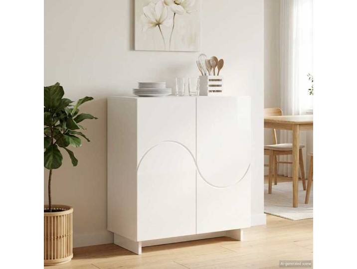 ELORAN®Buffet - Blanc brillant - 67x34 5x75 cm - Bois d'ingénierie - Placard de rangement Moderne_00853311