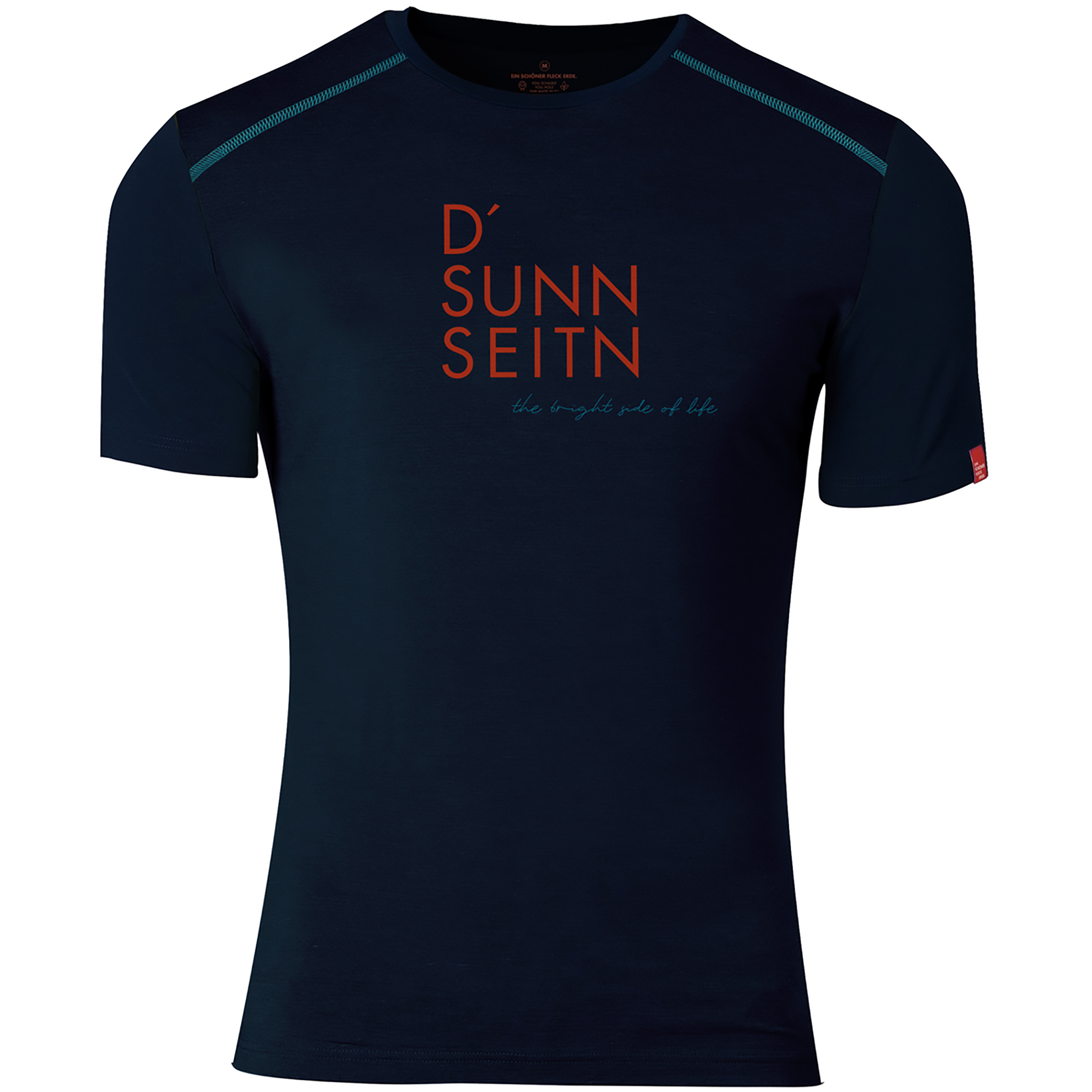 Ein schöner Fleck Erde D'Sunnseitn Herren T-Shirts blau Größe S Lifestyle Hautfreundlich Merinowolle | Lyocell (Tencel)