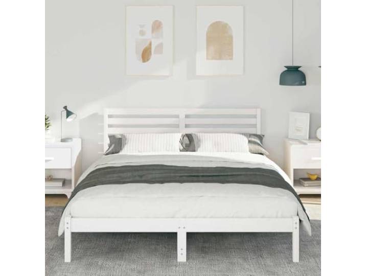 KTHLBRH Bettgestell, weiß, 180 x 200 cm, Kiefer massiv Plattform-Design, glatte Oberfläche, minimalistischer Stil, geeignet für Doppelzimmer