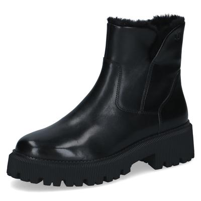 Winterboots CAPRICE, Damen, Gr. 38, Warmfutter, schwarz, Leder, Schuhe Winterboots, Blockabsatz, Boots, Winterstiefelette mit chunky Profil-Laufsohle