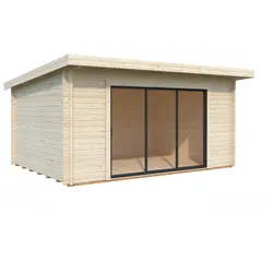 Palmako Gartenhaus Lea 14,2 m2 mit Schiebetür - 44 mm Transparent tauchgrundiert
