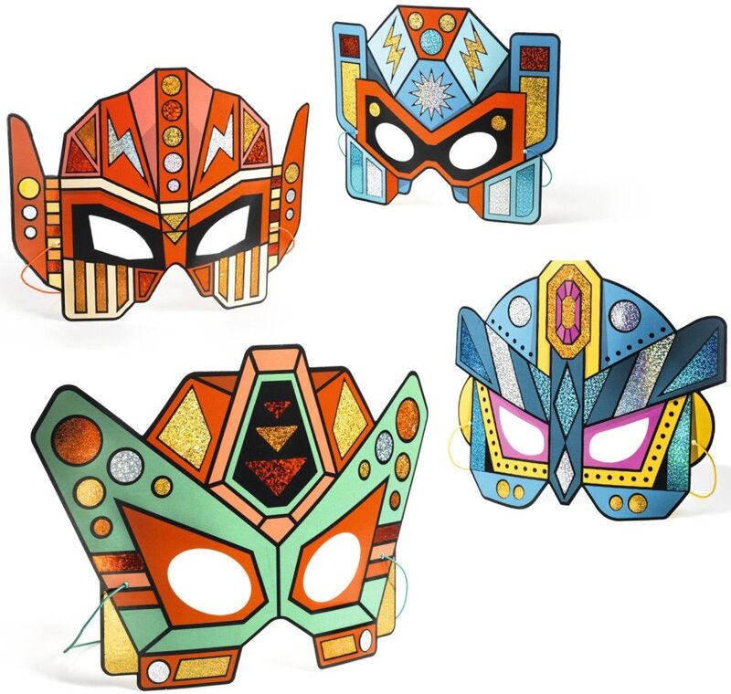 4 Masques à métalliser DIY : Super Robots - Djeco