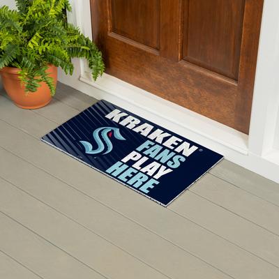 Evergreen "28 in. x 16 in. Seattle Kraken ""Fans Play Here"" PVC Door Mat"