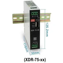 MeanWell, Beleuchtung Zubehör, Synergy 21 Netzteil - 48V 75W Mean Well Hutschiene, schmal / XDR-Serie