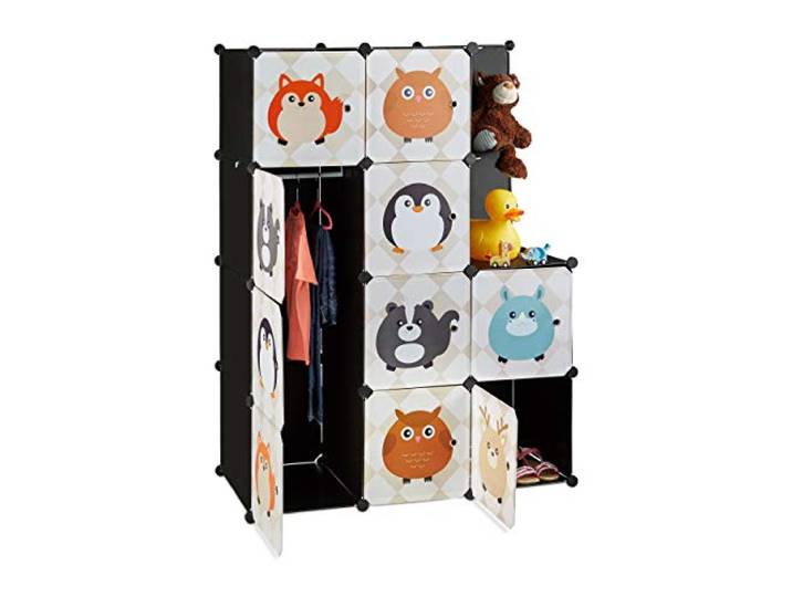 Relaxdays Steckregal Kinderzimmer, Tiermotive, Kunststoff Stecksystem, bunt