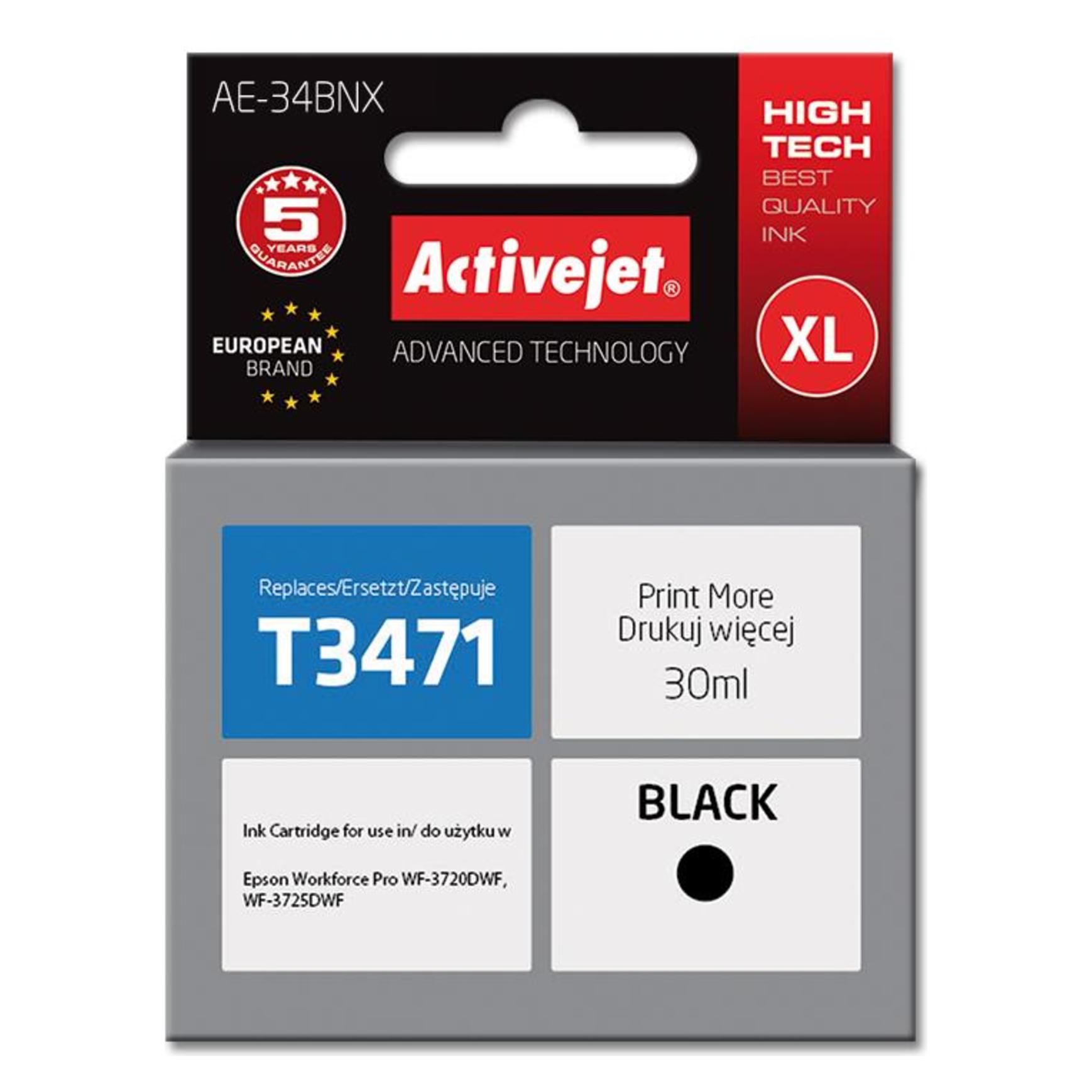 Activejet AE-34BNX  - Tinte auf Pigmentbasis - Schwarz - Epson - Einzelpackung (BK) (AE-34BNX)