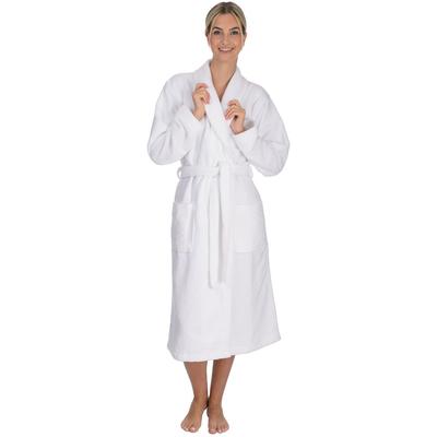 Unisex-Bademantel WEWO FASHION "3513_white" Gr. L, weiß, L:120cm, Velours, Hausmäntel, waschbar bis 95C