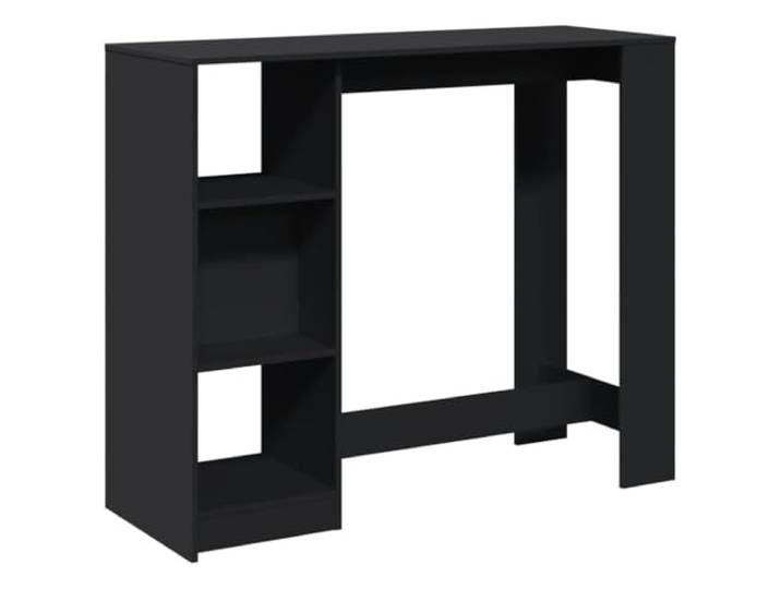 KDACVBMG Bartisch mit Regal, Schwarz, 124 x 46 x 103,5 cm, aus technischem 4 Aufbewahrungsfächer, Mittelstück, Küche, Wohnzimmer, Esszimmer, Wandbefestigung im Lieferumfang enthalten