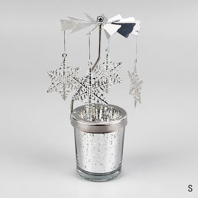 Inspire Daily Merch Carousel Candle Stand, Hot Rotating Candlestick, Hallowmas Home Decoration, Party Room Gift silver C