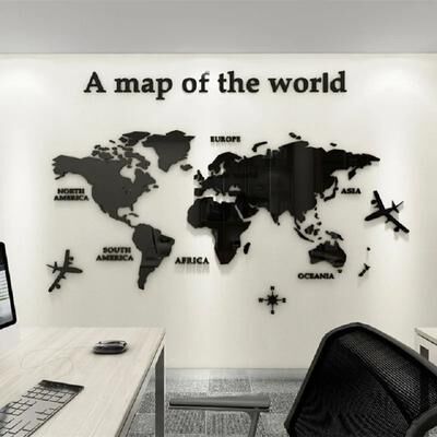 Uplifted Finds 3D Acrylic Crystal World Map   Modern Solid Color Wall Decoration silver l