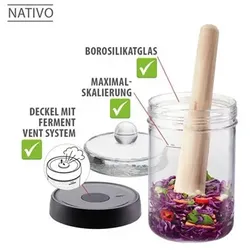 GEFU® Fermentierglas NATIVO inkl. Deckel, Ventil Beschwerungsgewicht Füllvolumen 1.000ml