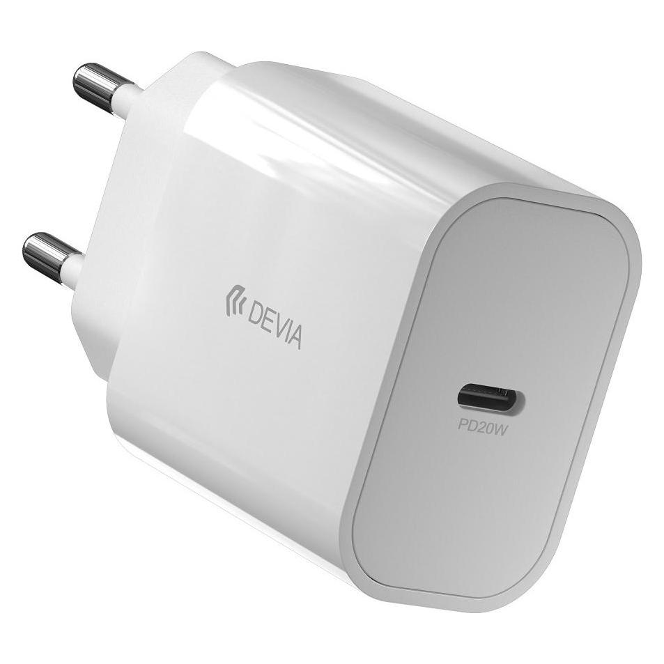 Devia Wandladegerät Smart PD 20W 1x USB-C weiss + Lightning - USB-C Kabel V2 (20 W, 1 Port) (BRA013330)