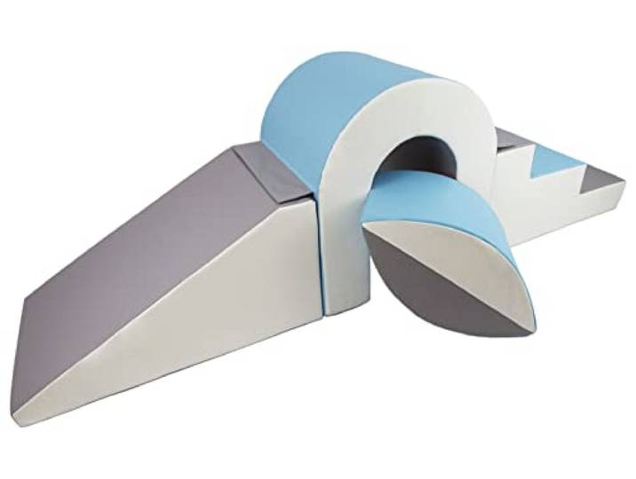 Brücke-Set 4 Großbausteine Schaumstoffbausteine XXL-Softplay-Spielbausteine (Farbe: weiß, hellblau, grau)