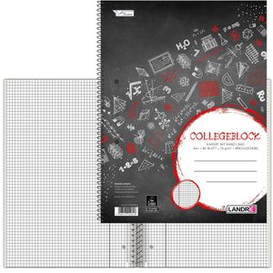 Landre Collegeblock 100050062 College, A4, Innenrand, 70 g/m², 80 Blatt, kariert