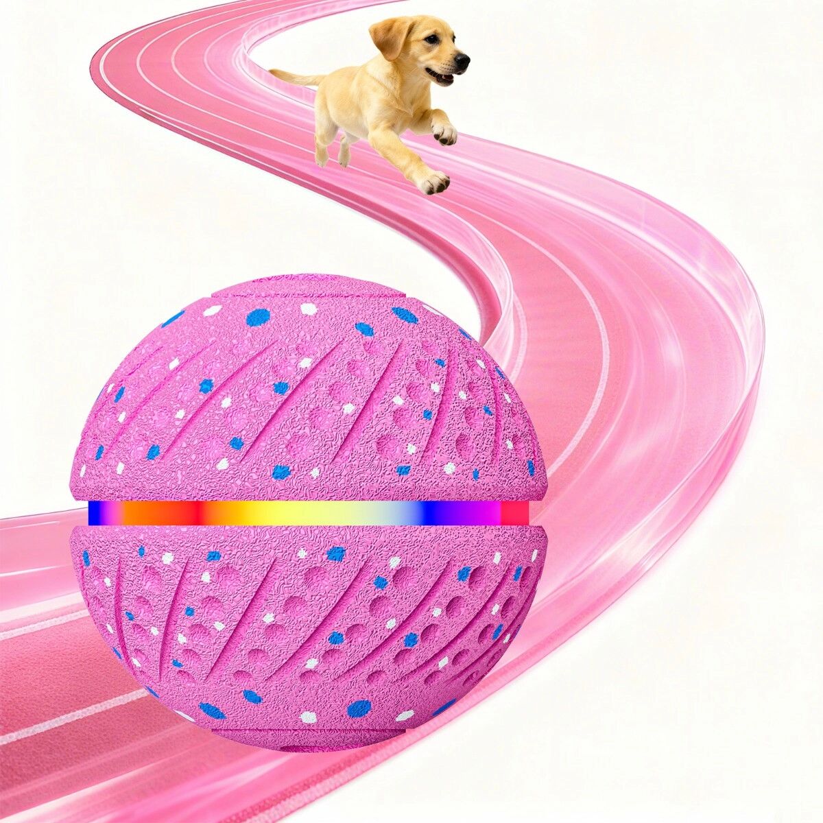 INF Intelligenter elektrischer Hundeball – interaktives, bewegungsaktiviertes Spielzeug mit Schlafmodus, Type-C-Ladung und 60 Rosa