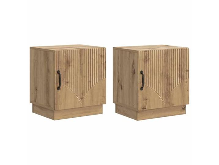 Heofavd 2er Set Nachttisch Kunsthandwerk Eiche 43 x 34,5 x 47 cm
