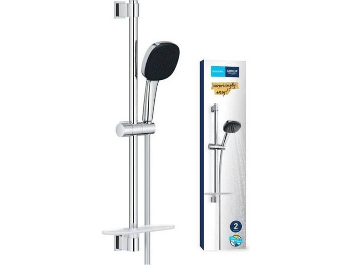 Ensemble de douche avec pommeau de douche 2 jets\, barre de douche\, flexible et étagère - GROHE Vitalio Comfort 110 26929001 - Économie d'eau - Chrome