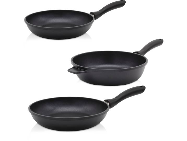 Pfannen-Set KRÜGER Aluguss Pfannenset LEIPZIG, 3 tlg. , schwarz, Ø:28cm, Pfannen, Pfannen-Set, hochwertige Antihaft-Versiegelung