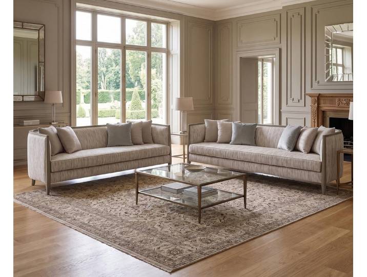 JVmoebel Polstergarnitur Hellbeige Sofaset modern weicher Stoff klare Silhouette, (2-tlg), Made in Europa