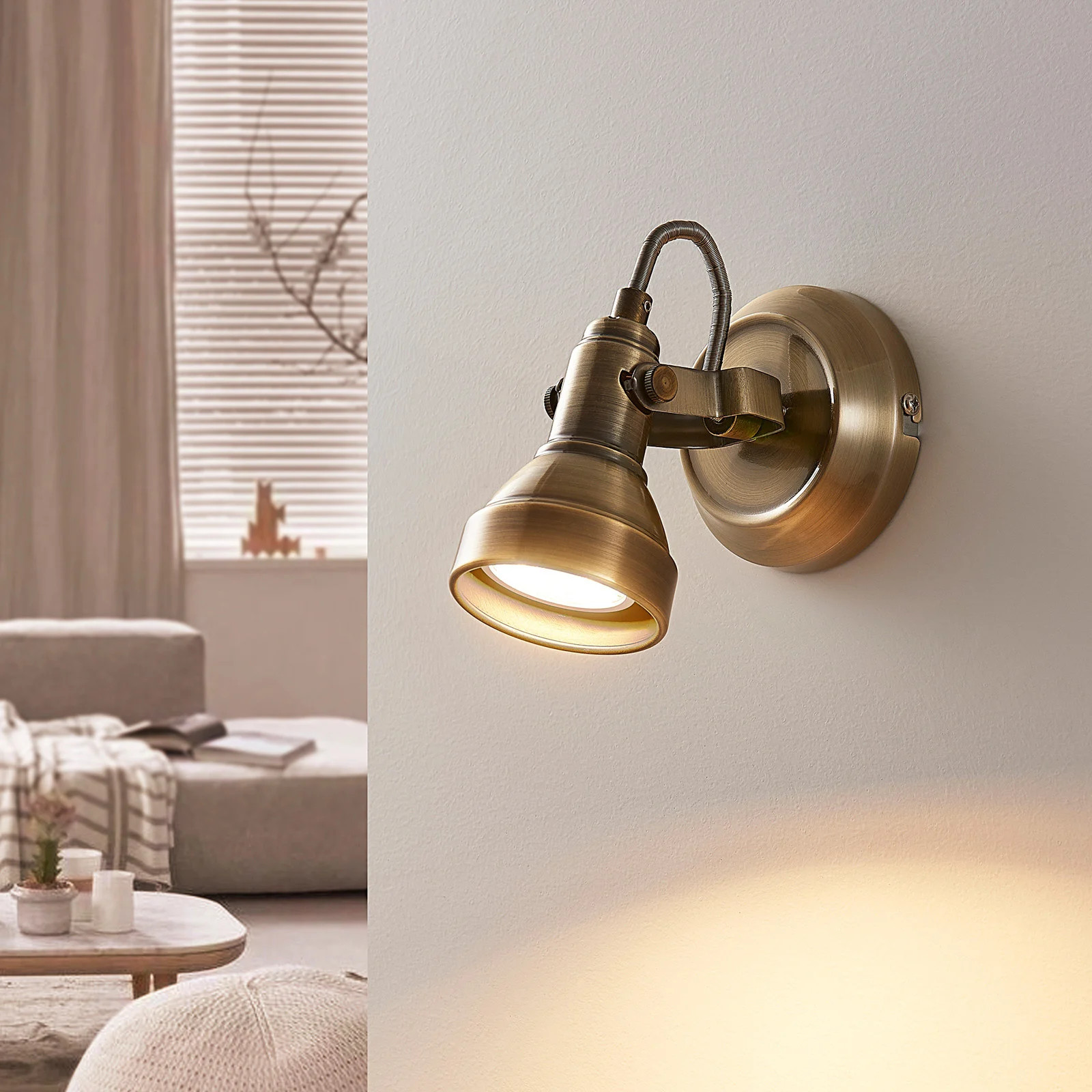 Lindby Perseas LED Wandlamp - Antique Brass - Metaal