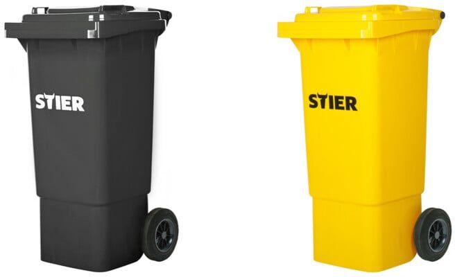 Set STIER 2-Rad-Müllgroßbehälter 80 l grau + STIER 2-Rad-Müllgroßbehälter 80 l gelb