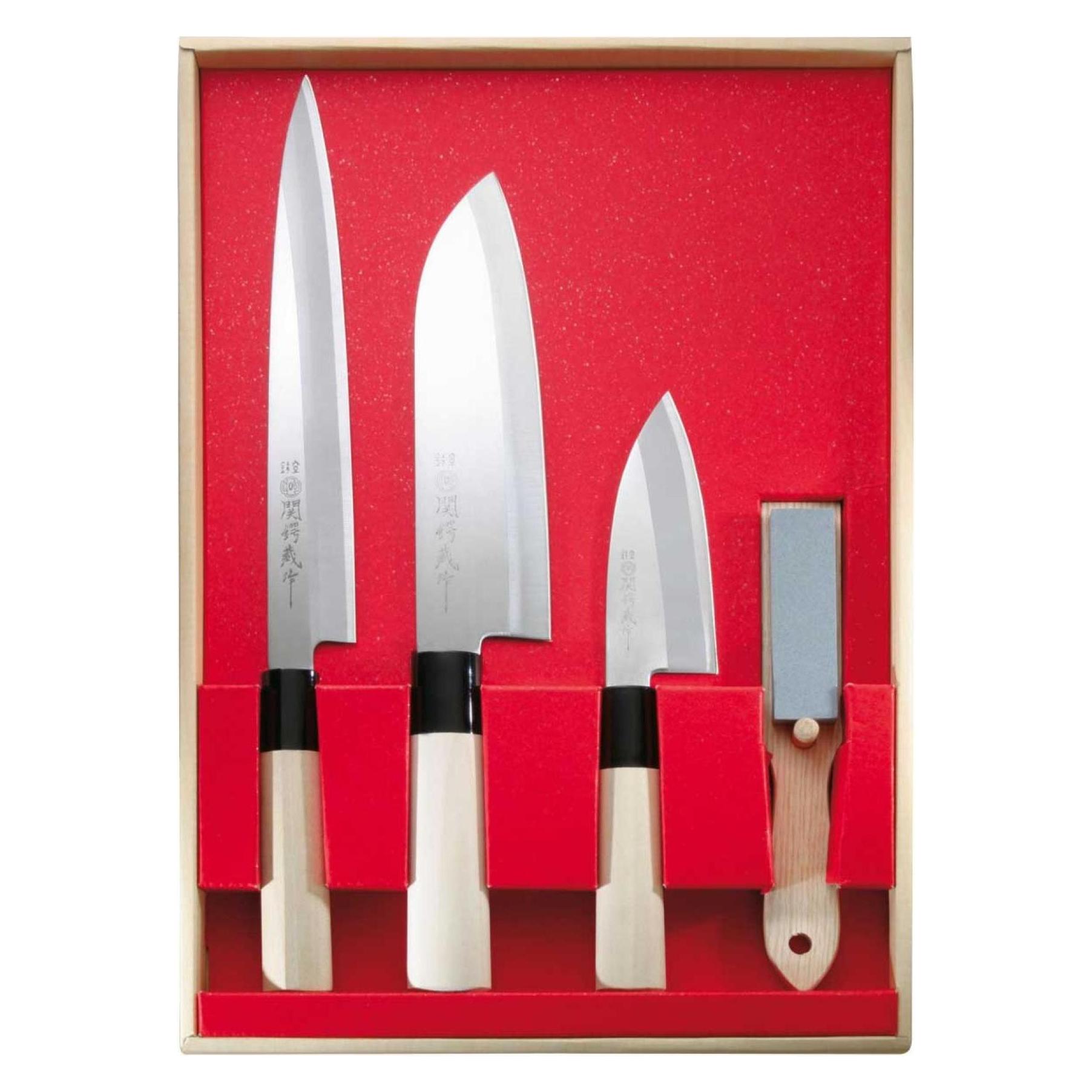 Herbertz Japanisches KochmesserSet, 3 Messer und Abziehstein (21 cm) (22535735)