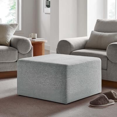 Modway "Callum 17""/28"" Square Woven Heathered Fabric Upholstered Ottoman"