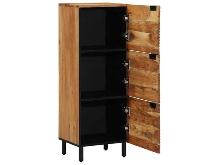 Highboard mit Regal Braun 40 x 33 x 110 cm Massivholz Mango Grifflose Funktion, stabile Beine, Holzwerkstoff-Bau, Regale, pflegeleicht
