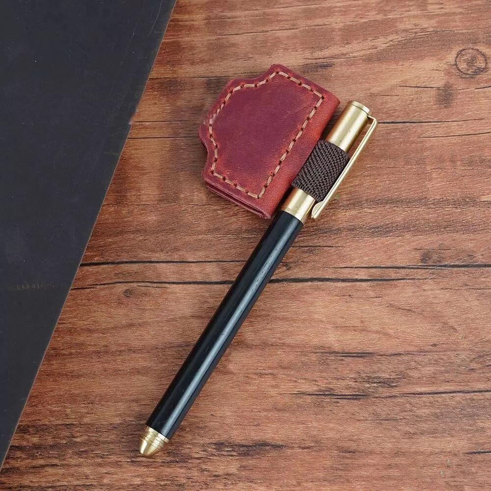 INF Clip Magnétique en Cuir Premium pour Stylo - Porte-Stylo Artisanal pour Carnets et Agendas Bleu