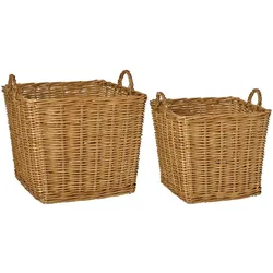 IB Laursen Korbsatz aus Vollweide, viereckig (2er-Set), 60x60x58cm, 48x48x51cm