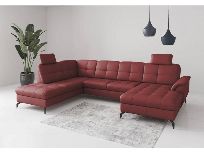 Wohnlandschaft SIT & MORE Zora , feuerrot, T:212cm, Sofas, Wohnlandschaft