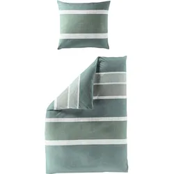 Bettwäsche Mako-Satin salbei (155x220cm, mit 1 Kissen) - 155x220cm, mit 1 Kissen