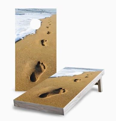 Skip's Garage Footprints on the Beach Cornhole Boards