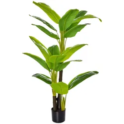 HOMCOM Künstliche Bananenstaude, 150 cm, mit Topf und 18 Blättern – Künstliche Pflanze zur Dekoration für Zuhause, Terrasse, Garten und Wohnzimmer