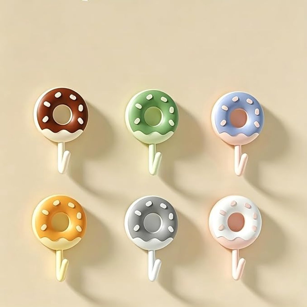 Set van 6 luxe zelfklevende haakjes in meerdere kleuren voor deuren, muren, badkamer en keuken