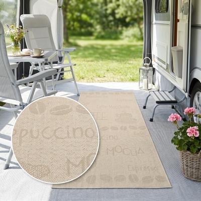 Läufer OTTO HOME "Coffee, Kaffee-Motive, In- und Outdoor geeignet", beige, B:67cm H:5mm L:200cm, Kunstfaser, Teppiche, Läufer, Wetterfest, UV-beständig, Küchenläufer, Camping, Balkon