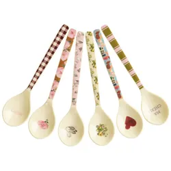 RICE Melamin Teelöffel Bon Vivant – 6er Set Bunt, L14.5, B3.5 cm