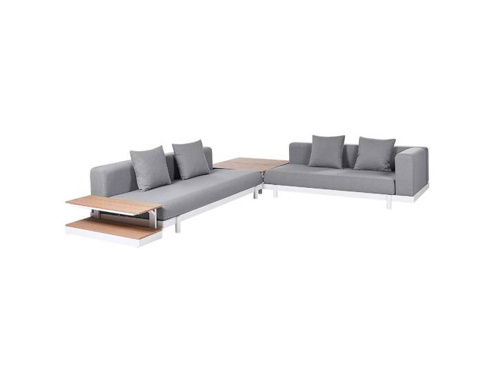 LOUNGE SET 5-Sitzer Aluminium weiß Auflagen grau Missanello