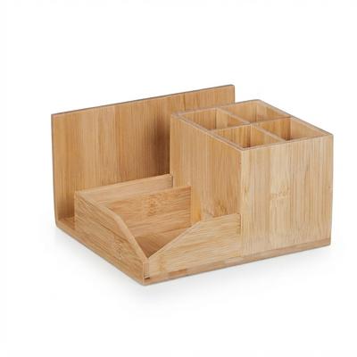 Relaxdays Schreibtisch Organizer, Bambus 7 Fächer, für Stifte, Dokumente, HxBxT: 11 x 21 x 19 cm, Stiftehalter, natur
