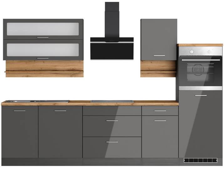 KOCHSTATION KS-Milan 300 cm breit, robuste Metallauszüge, viel Stauraum