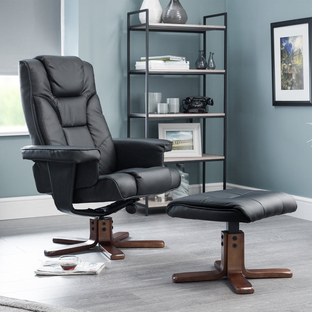 Zipcode Design Guillot 83cm Wide Swivel Standard Recliner Black 105cm H X 83cm W X 82cm D