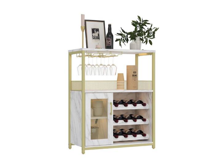 GarveeMore Weinregal Weinschrank Weinregal Holz Dreischichtiges Weinregal Eine Schublade